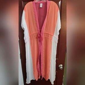 EUC Sherbet-colored Chiffon Robe, Size 1X (16-18W) #131